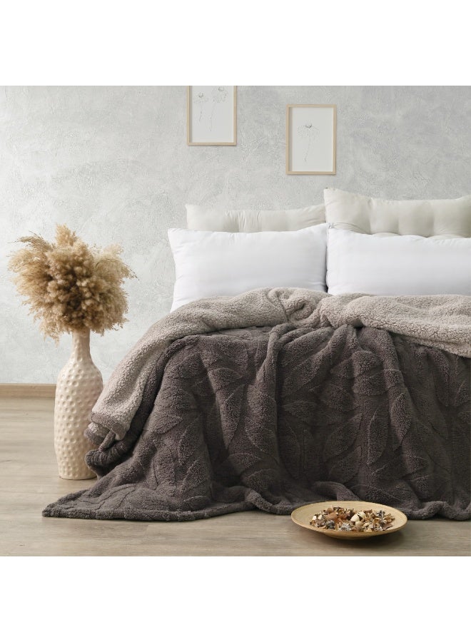 MORANO Sherpa Dreams Blanket, 2 Ply, 220 x 240 cm, 100% Polyester, Reversible Jacquard/Sherpa Design, Winter Warmth - Image 3